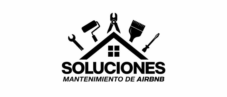 Soluciones logo for Airbnb maintenance services with house icon and crossed tools